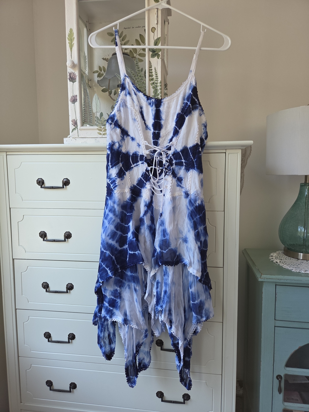 Advance Apparels Blue and White Tie-Dye Dress